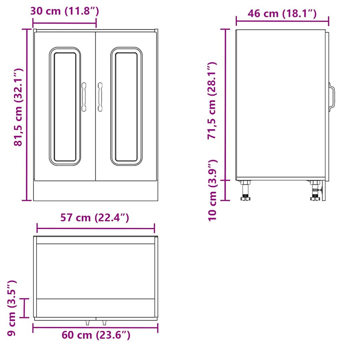 SPÜLENUNTERSCHRANK Kalmar Weiss 60/46/81,5 Cm Holzwerkstoff - Weiß, Holzwerkstoff (46/81.5/60cm) - vidaXL