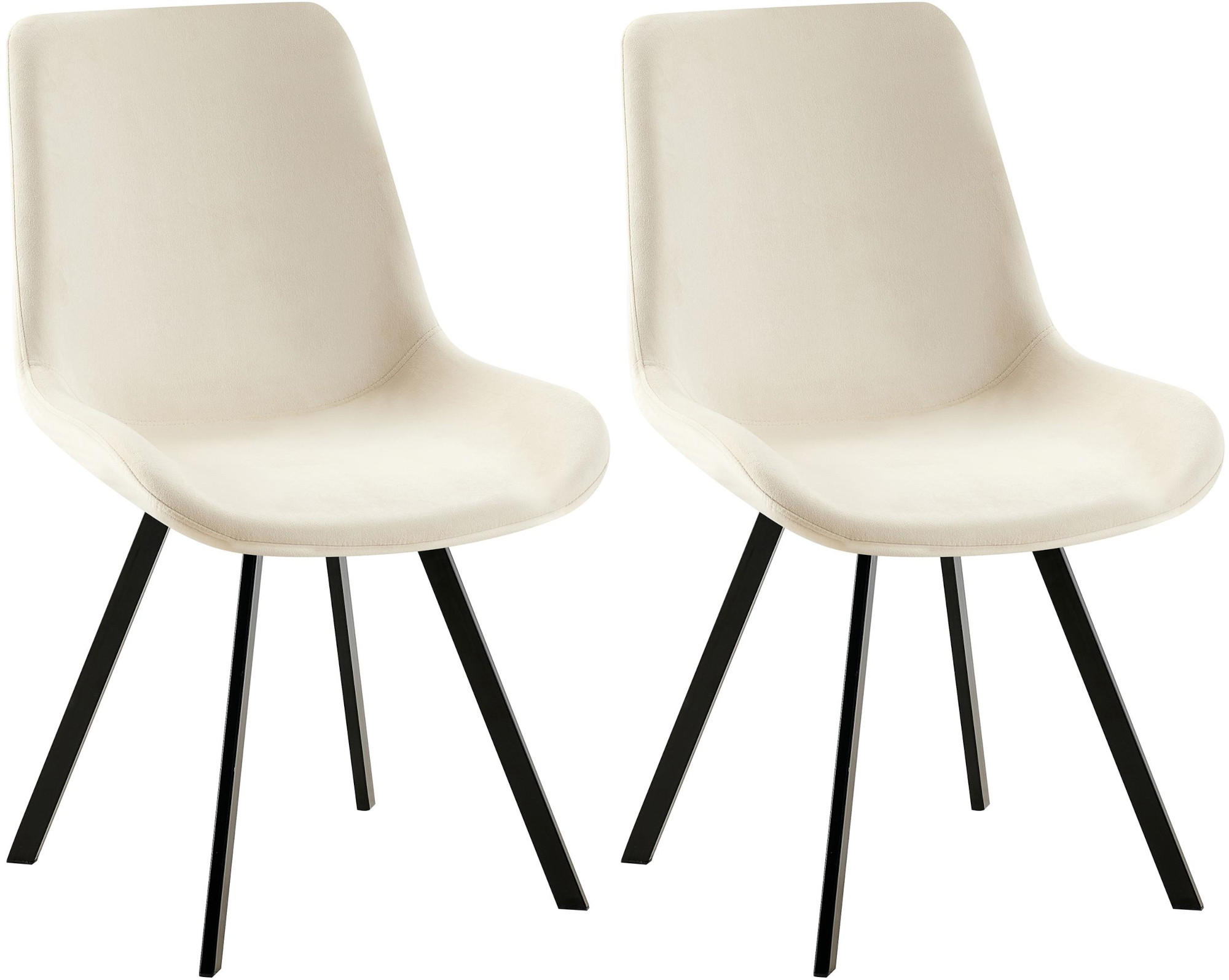 STUHL 2er Set Samt creme - Creme/Schwarz, Textil/Metall (53/89/59cm) - CLP