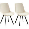STUHL 2er Set Samt creme - Creme/Schwarz, Textil/Metall (53/89/59cm) - CLP