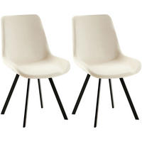 STUHL 2er Set Samt creme - Creme/Schwarz, Textil/Metall (53/89/59cm) - CLP