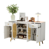 SIDEBOARD 140/35/82 cm z dřevotřísky v přírodní a bílé barvě se 4 dvířky - přírodní, kompozitní dřevo (140/82/35cm) - Modenvie