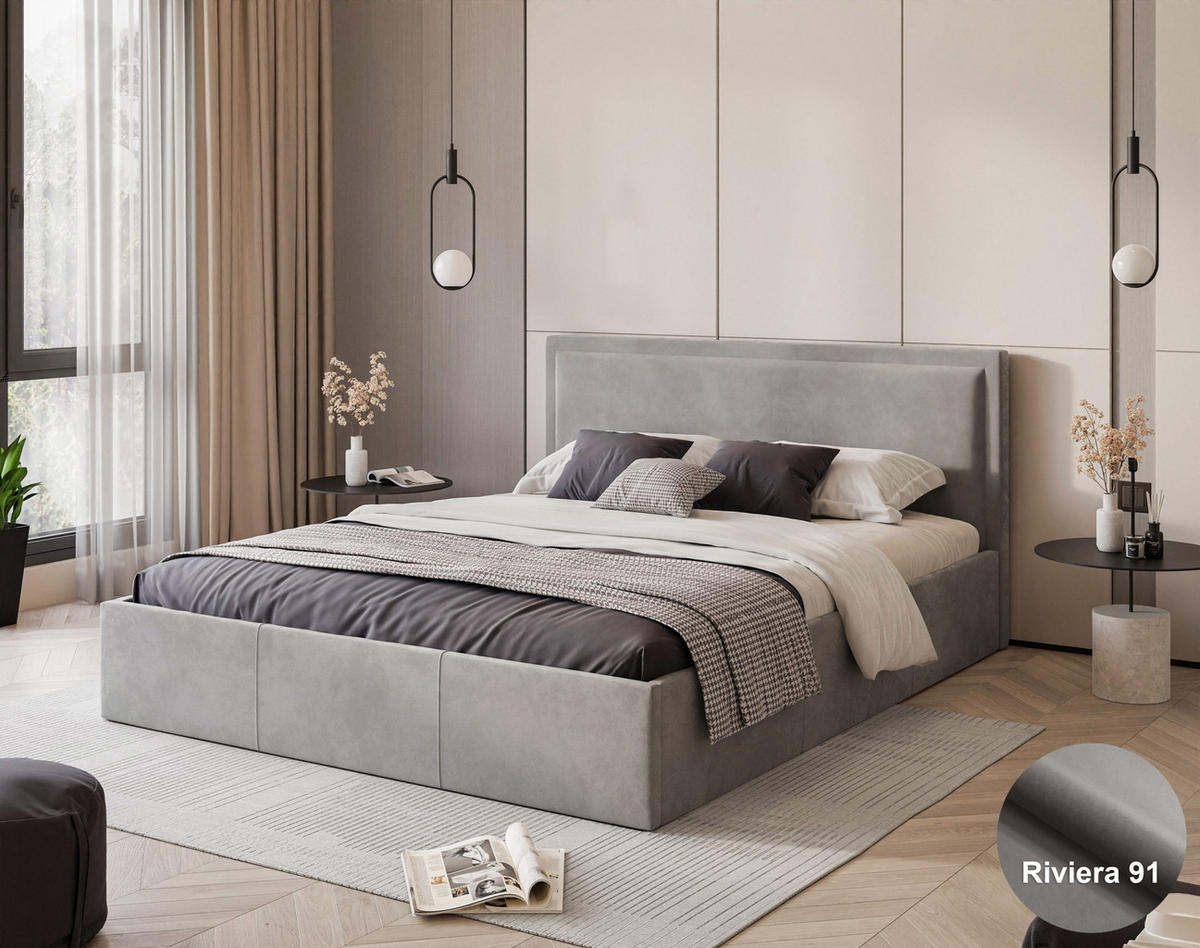 POLSTERBETT Osterne 140x200 cm, Hellgrau - Hellgrau, Textil (140/200cm) - Fedve