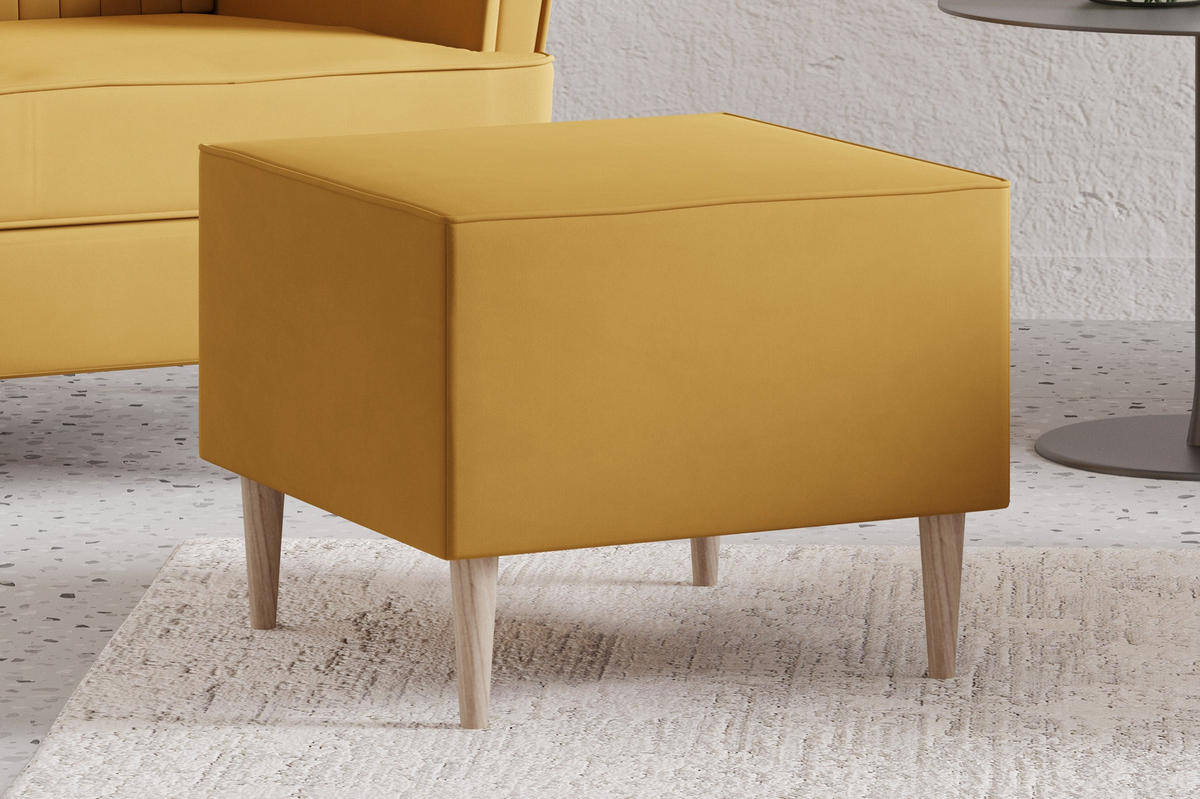 OHRENSESSEL - Sessel Comfy mit Hocker - Gelb - Gelb, Holzwerkstoff (83/103/95cm) - Möblo