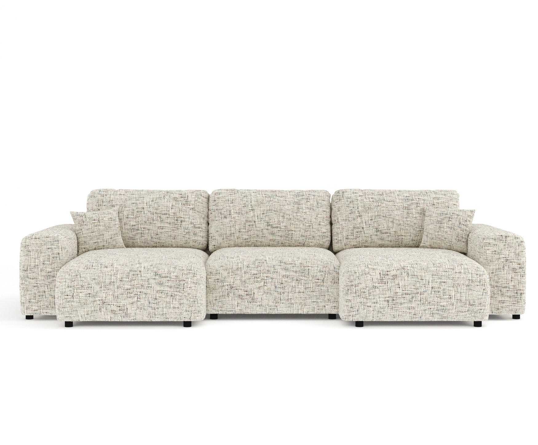 PANORAMASOFA Zanzibar Beige Webstoff - Beige/Schwarz, Holz/Holzwerkstoff (325/79/144cm) - Maison de Reve