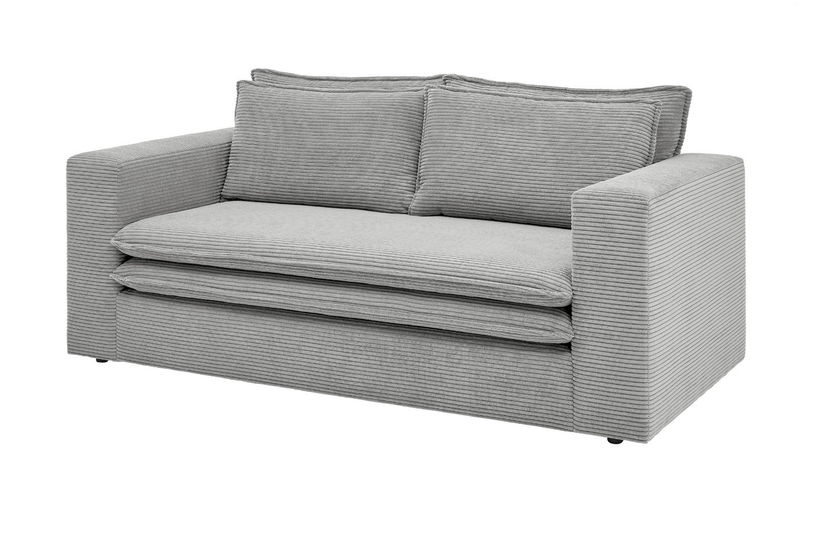 SOFA hellgrau Cord, Couch 2-Sitzer 180 cm - Beige/Hellgrau, Holz/Textil (180/83/91cm) - Furn.Design