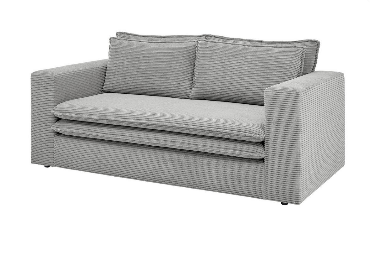SOFA hellgrau Cord, Couch 2-Sitzer 180 cm - Beige/Hellgrau, Holz/Textil (180/83/91cm) - Furn.Design