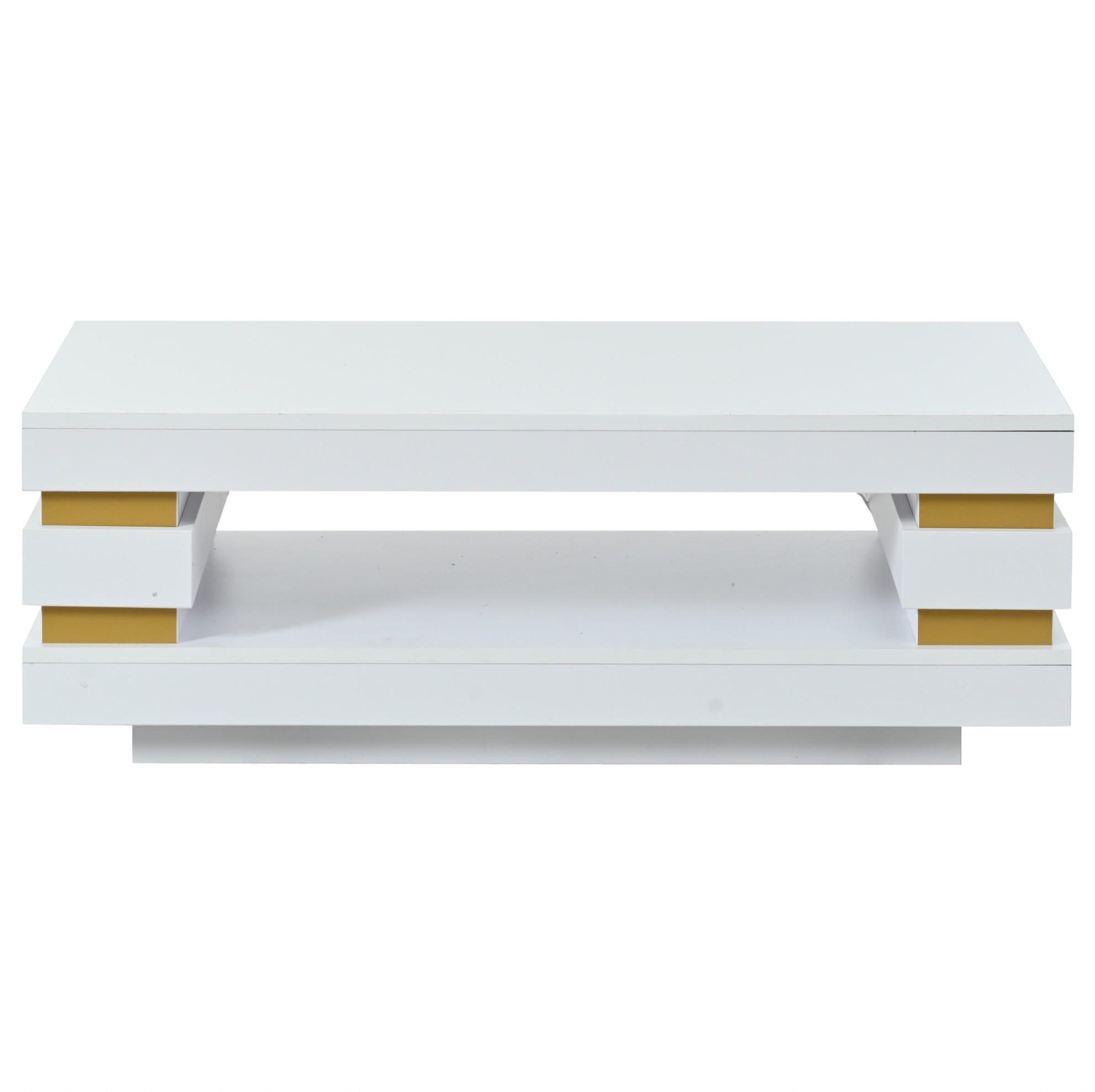 COUCHTISCH 100/50 cm mit Ablagefach und LED-Beleuchtung in Weiß - Weiß, Holzwerkstoff (100/50/35cm) - BEAOK