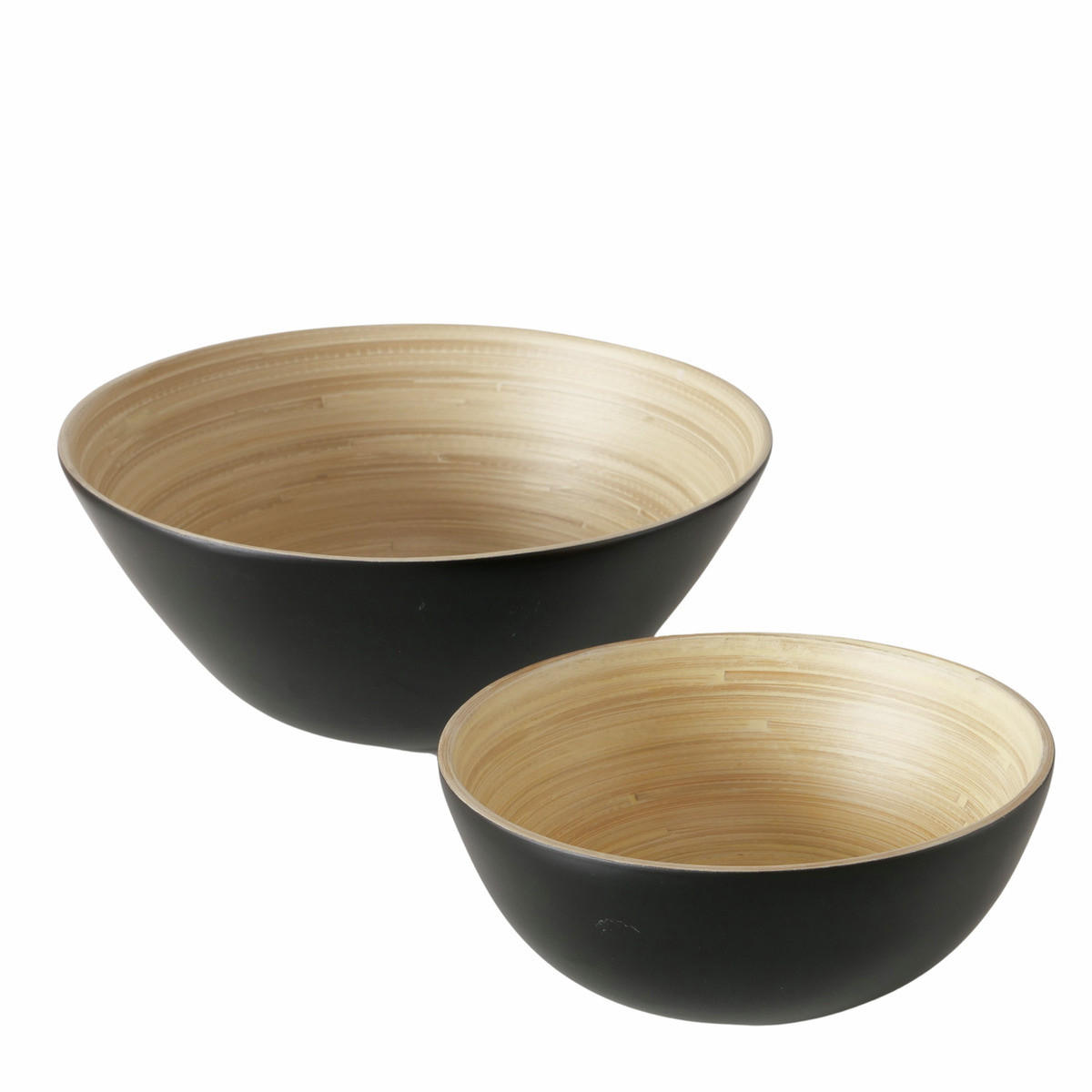 SCHÜSSELN Bambo Ø 7-10 cm 2er-Set - Schwarz, Naturmaterialien (25cm) - Boltze Home