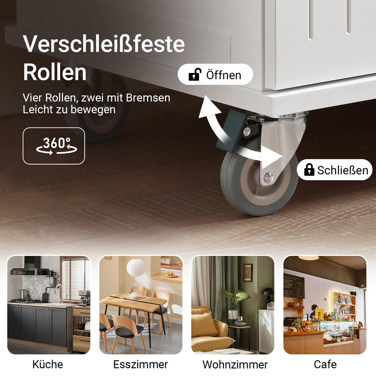 KÜCHENWAGEN Kautschukholz Weiß - Weiß, Holz/Holzwerkstoff (75/91/46cm) - SoBuy