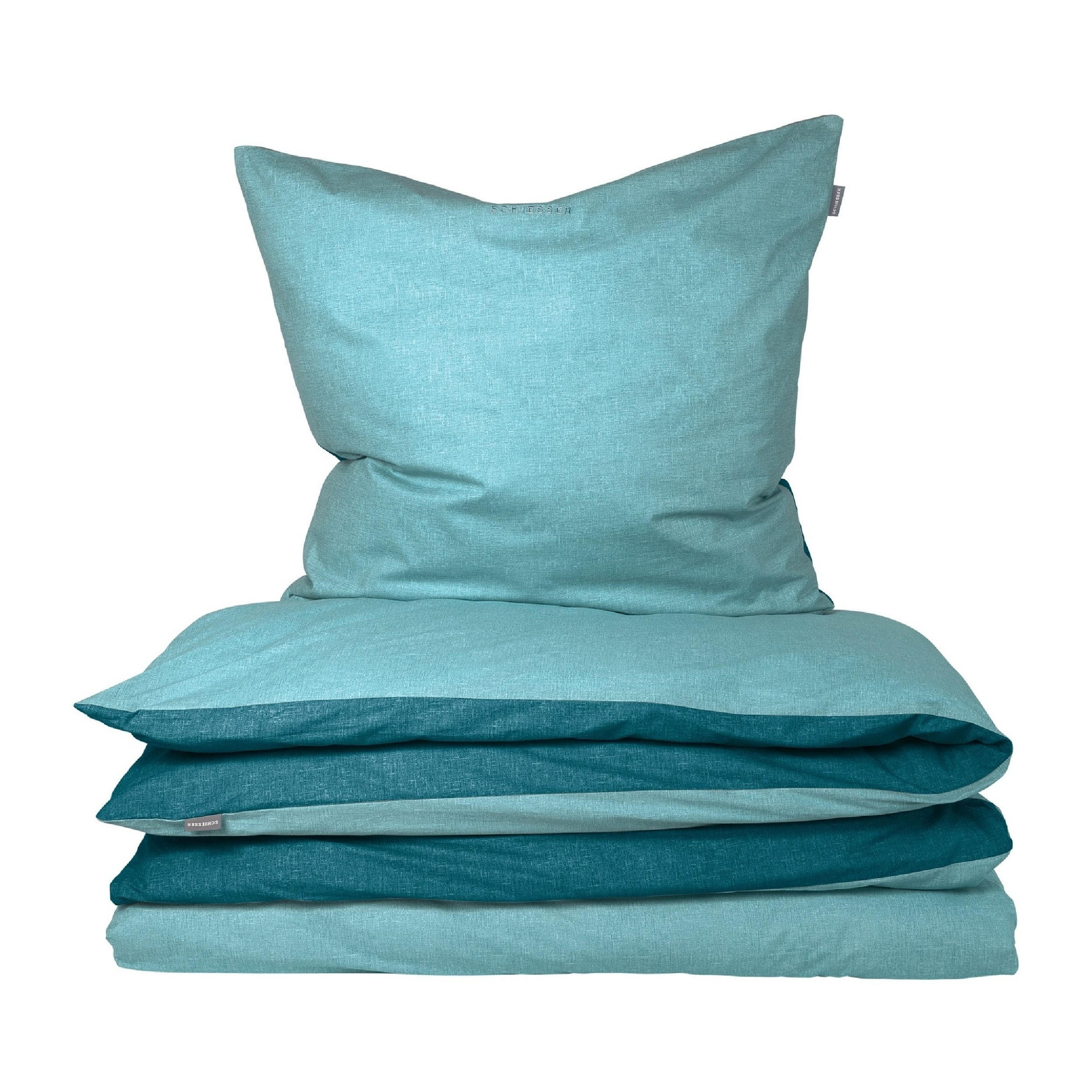 BETTWÄSCHESET Doubleface - Renforcé - 2-teilig - 155 x 220 cm - Türkis - Türkis, Textil (155/220cm) - SCHIESSER