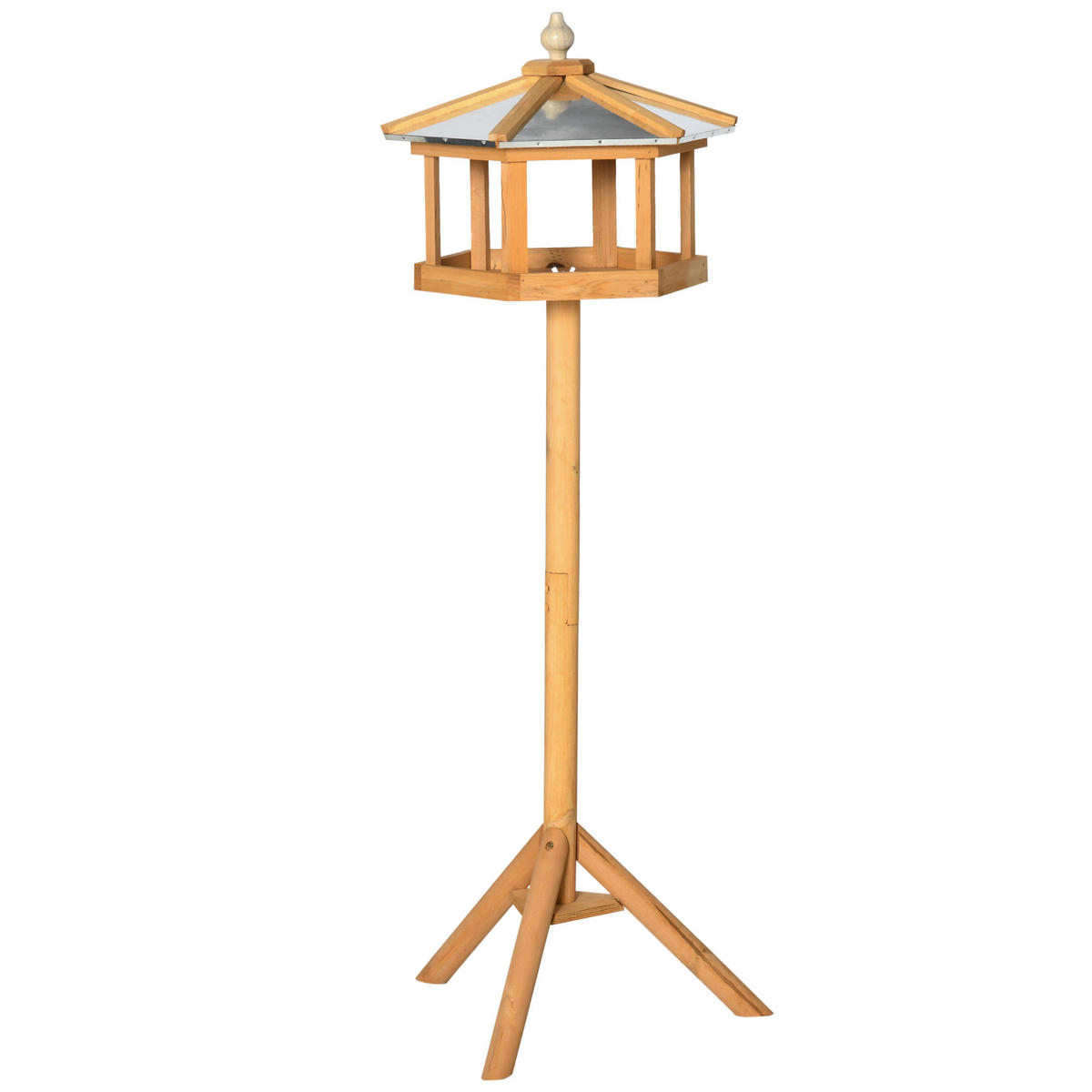 VOGELFUTTERSTATION DE-17803 mit Futterschale Nistplatz Natur - Braun, Holz (40/113/40cm) - ComfortXL