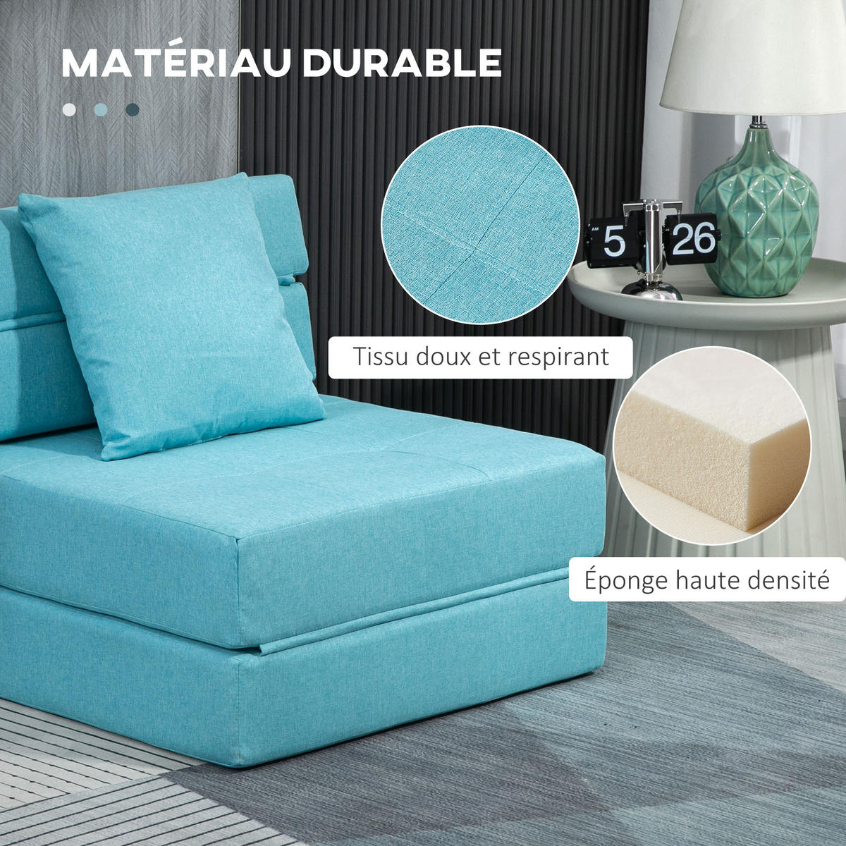 SCHLAFSESSEL DE-14589 mit abnehmbarem Kissenbezug Blau - Blau, Textil (70/61/70cm) - ComfortXL
