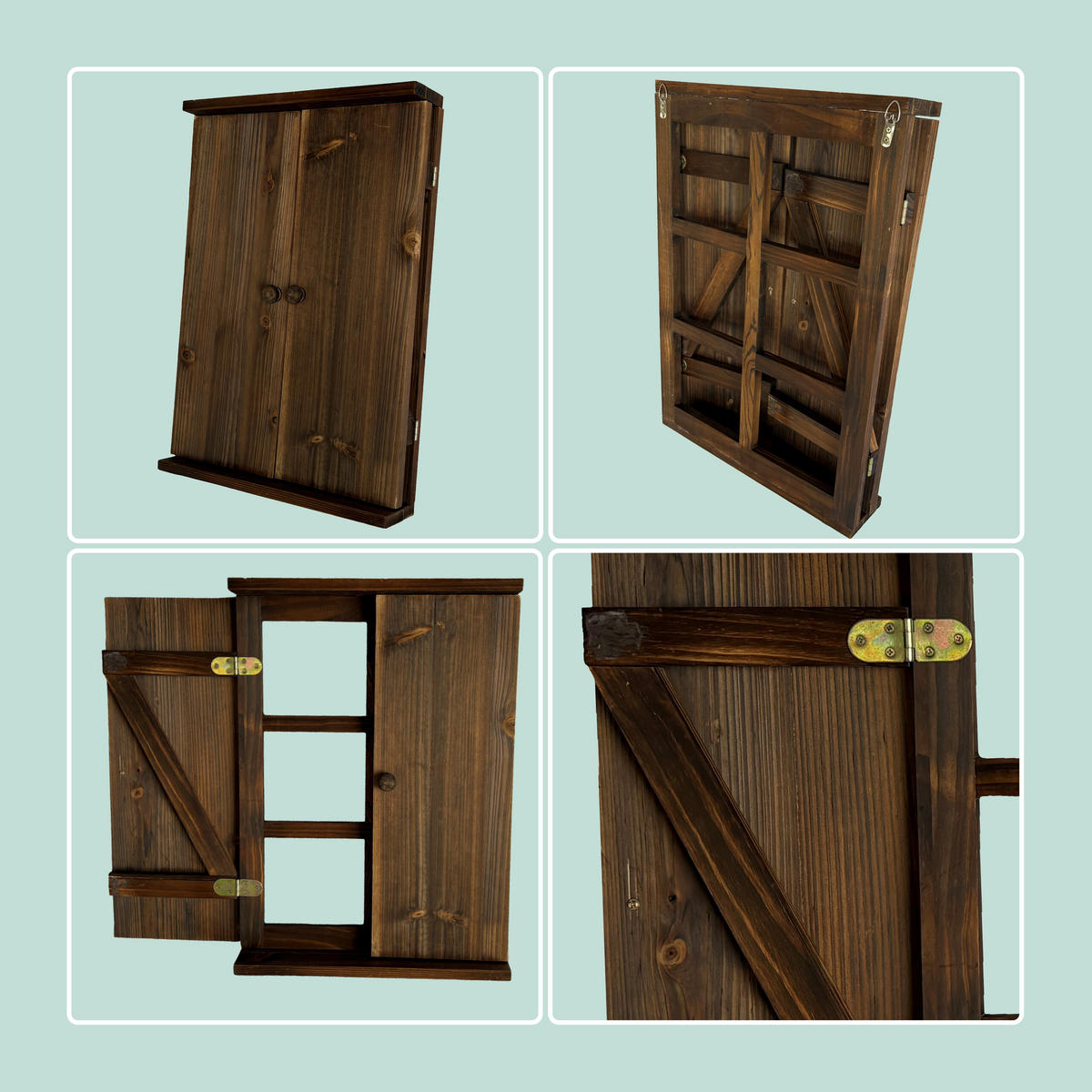 DEKORATIVNA okna - rjava, les (45/63/9.5cm) - Relaxdays