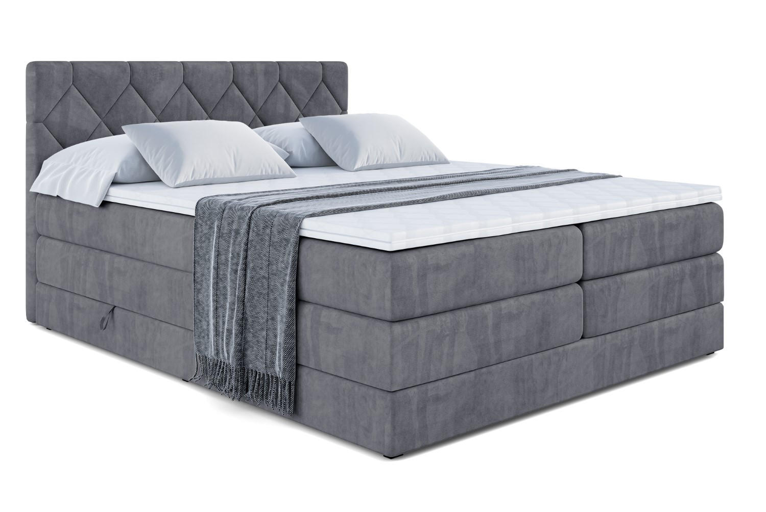 BOXSPRINGBETT CATOR KING - 160x200 - H3/H4 - Dunkelgrau - Dunkelgrau, Holzwerkstoff (160/200cm) - ALTDECOR