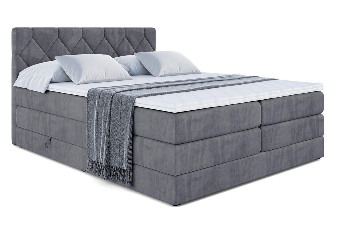 BOXSPRINGBETT CATOR KING - 160x200 - H3/H4 - Dunkelgrau - Dunkelgrau, Holzwerkstoff (160/200cm) - ALTDECOR