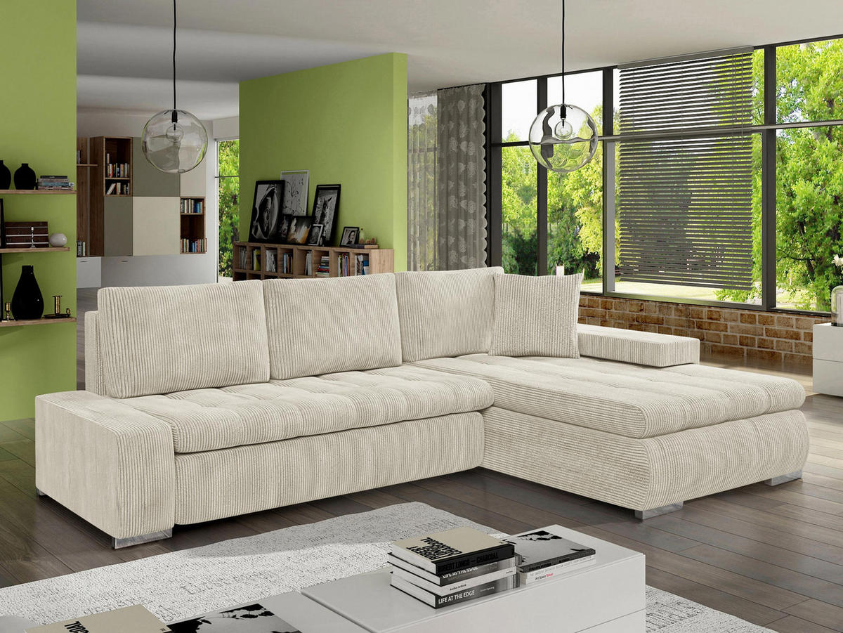 ECKSOFA Orkan Mini Cord - Naturfarben, Holz/Textil (265/185cm) - MIRJAN24