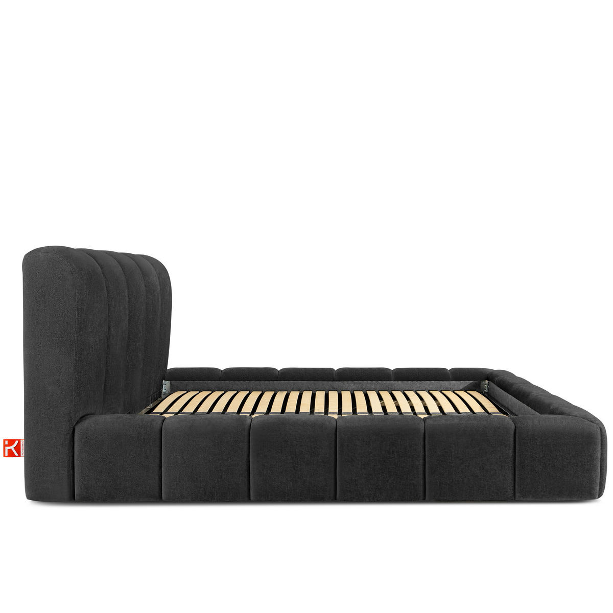 POLSTERBETT MERIDE Chenille, Anthrazit - Anthrazit/Schwarz, Holz/Textil (200/200cm) - KONSIMO®