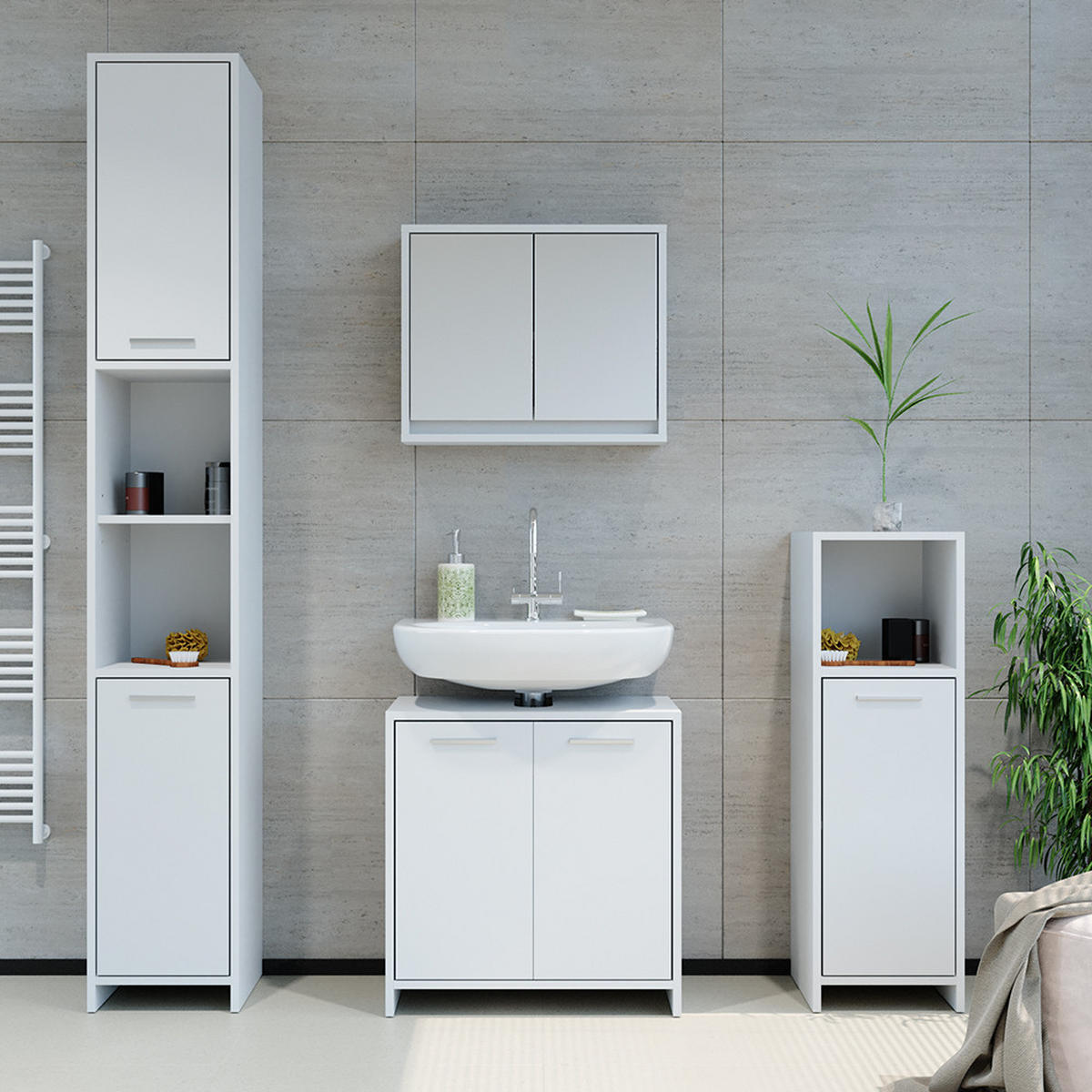 BADSPIEGELSCHRANK Mila Weiß 55 x 45 cm - Weiß, Holzwerkstoff (55/45/14cm) - Vicco