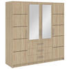 DREHTÜRENSCHRANK Balid 4-Türen, mit 3 Schubladen und Spiegel, Sonma eiche - Sonoma Eiche, Holzwerkstoff (196/200/58cm) - Beautysofa