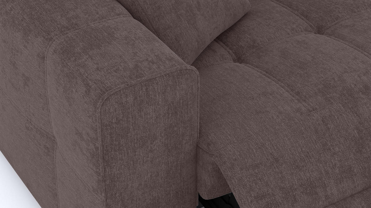 SOFA QUARTZ 3-Sitzer mit 2 Relaxfunktionen, dunkelbraun - Dunkelbraun/Silberfarben, Holzwerkstoff/Textil (204/80/102cm) - Courtois Laville