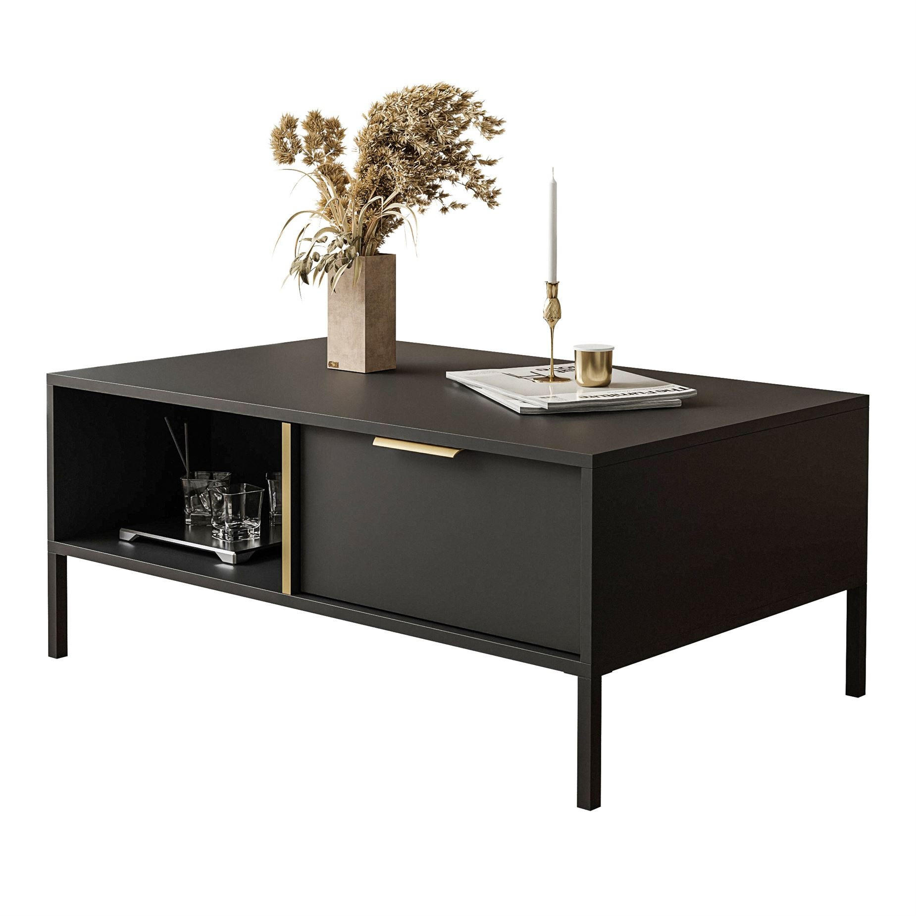 Lookway Couchtisch Schwarz 97x44.4x60 cm