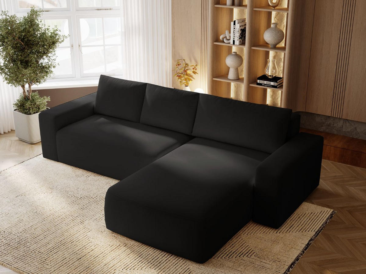 ECKSOFA Tazones Schwarz Rechts - Schwarz, Holz/Kunststoff (250/165cm) - Graingold
