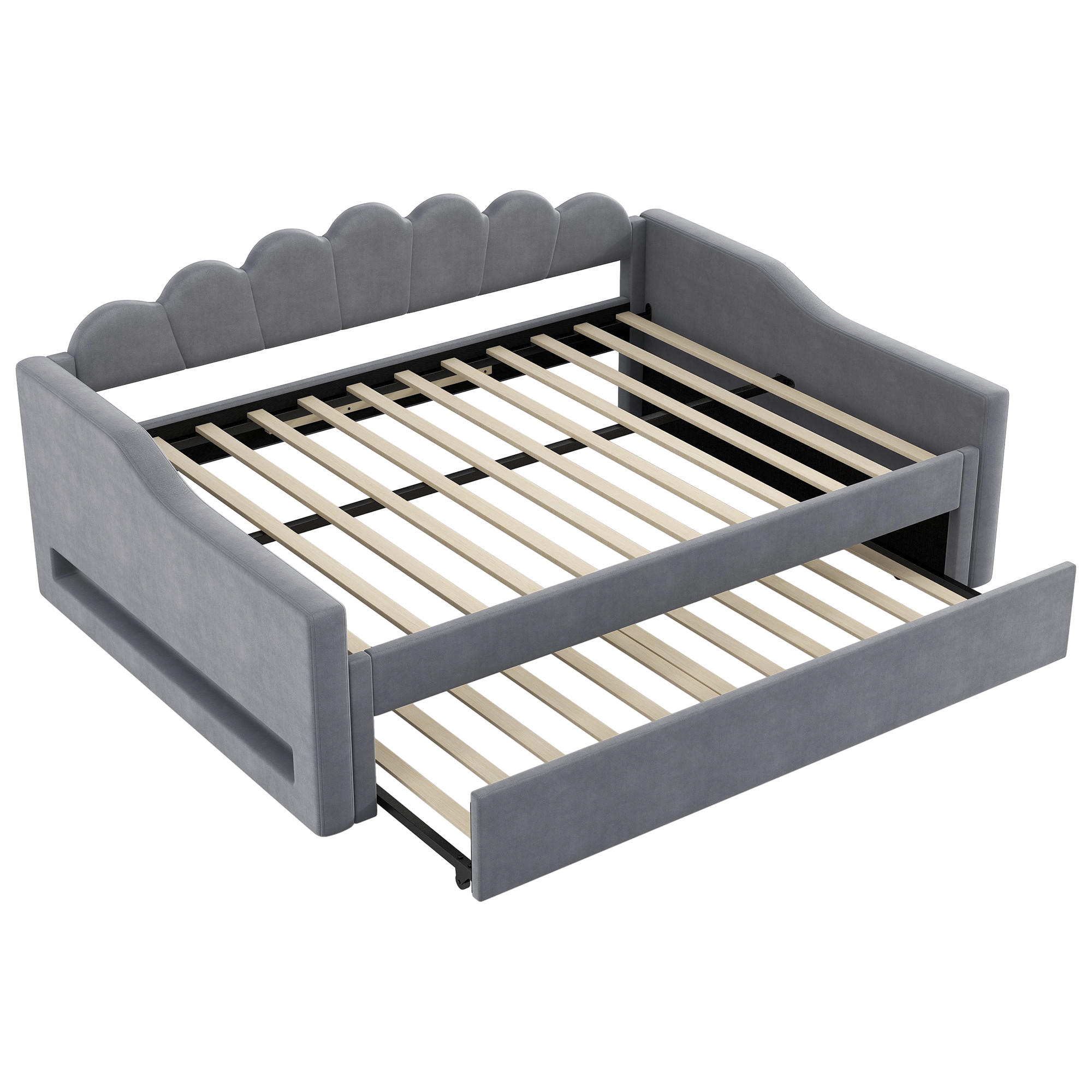 AUSZIEHBETT 140/200 cm DE-03394, mit LED, in Grau - Grau, Holzwerkstoff (140/200cm) - ComfortXL