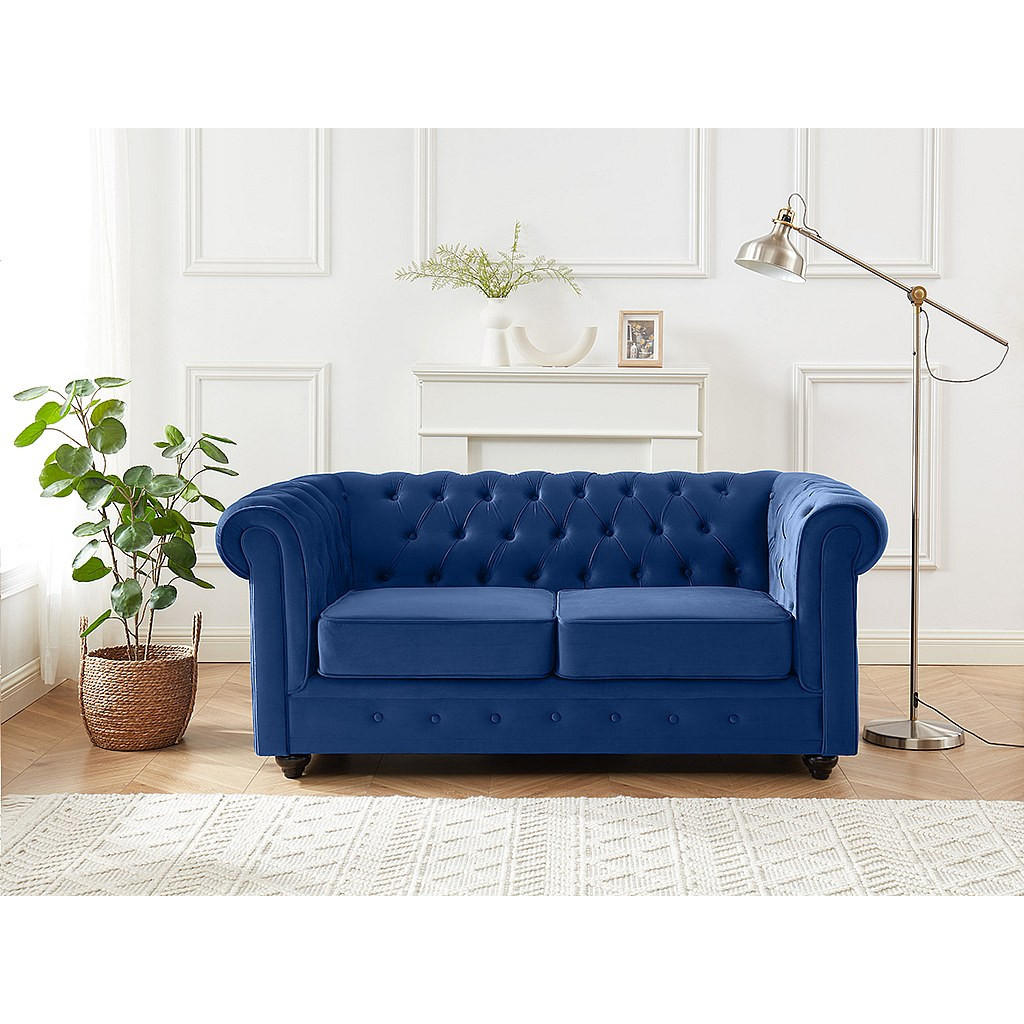 Thumbnail - Vente-Unique Sofa, Blau, Textil, Uni, 2-Sitzer, 168x72x88 cm, Wohnzimmer, Sofas & Couches, Sofas, Chesterfield Sofas