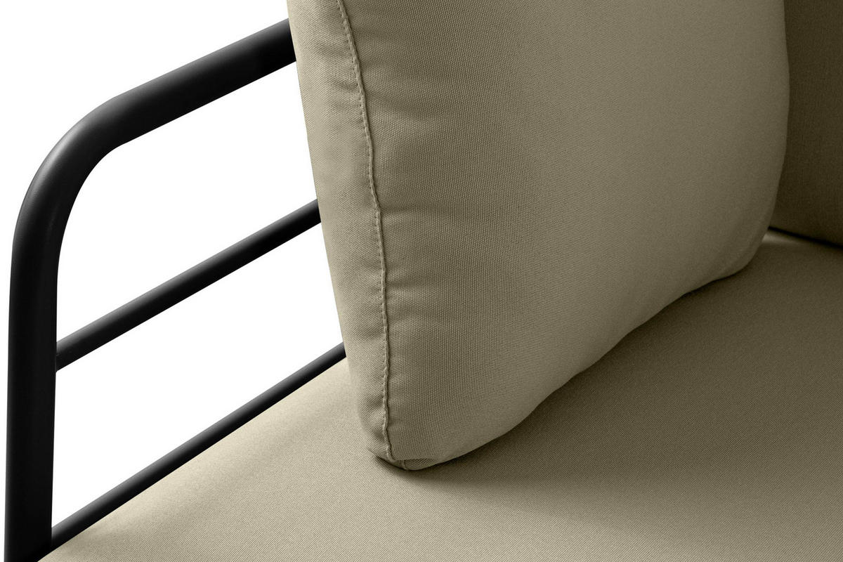 GARTENSOFA RAMBE 3-Personen mit Kissen, Anthrazit/Beige - Dunkelgrau/Beige, Textil/Metall (225/80/80cm) - KONSIMO®