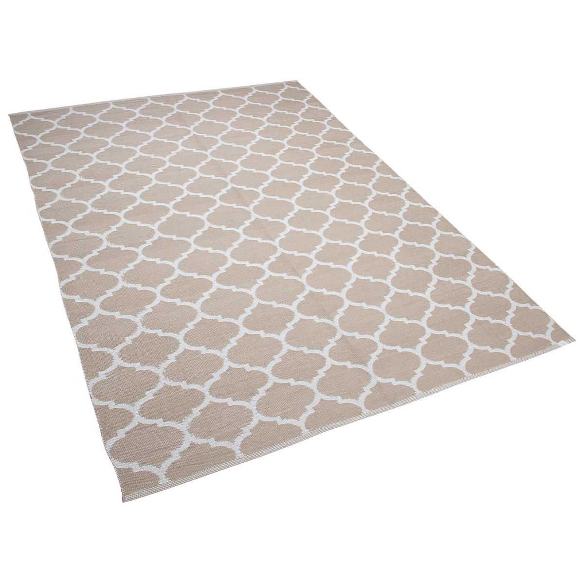 KURZFLOR-OUTDOOR-TEPPICH Aksu 230/160 cm - Weiß, Kunststoff (160/230cm) - Beliani