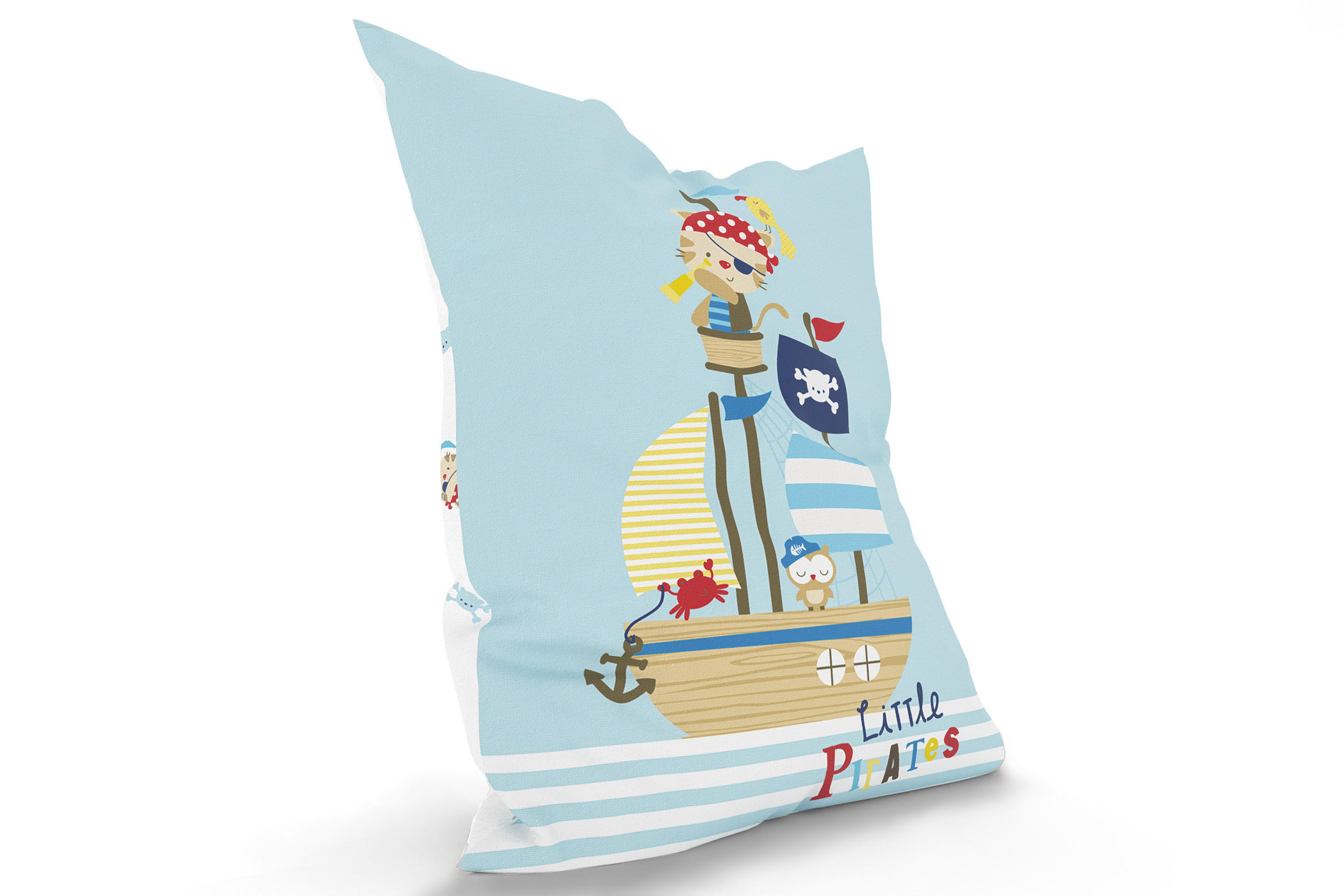 KINDER-SITZSACK - Little Pirate - Weiß/Hellblau, Textil (100/25/135cm) - Green Bean