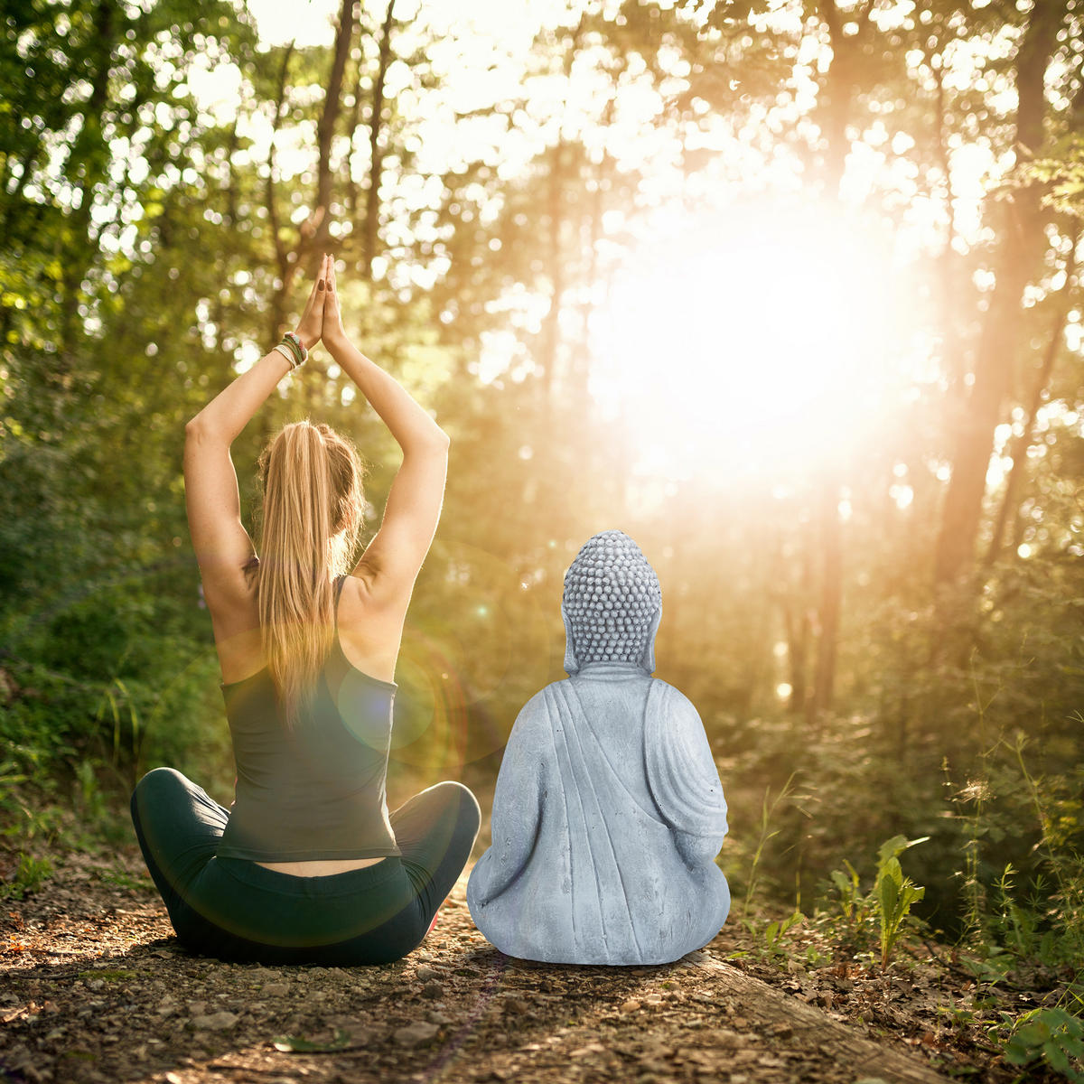 BUDDHA Figur - Grau, Kunststoff (45/70/35cm) - Relaxdays