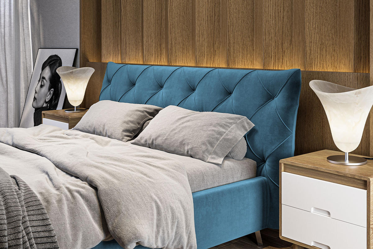 POLSTERBETT ANNY Petrol Massivholz - Petrol, Textil (180/200cm) - KAWOLA