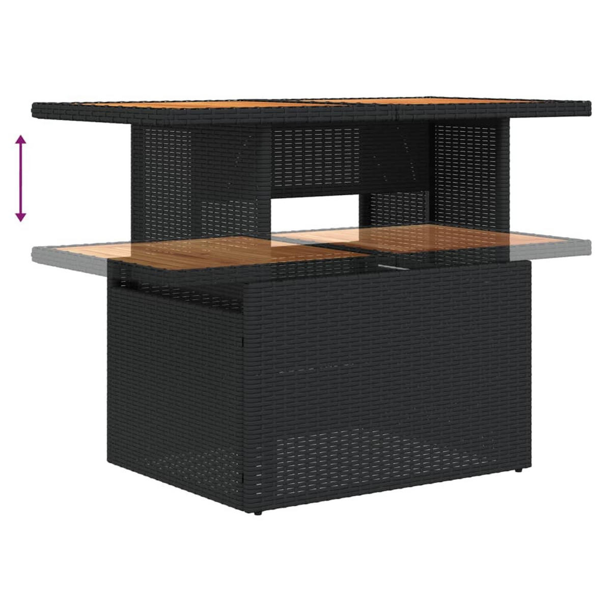 GARTENTISCH Tischralf 55/73/100 cm - Schwarz, Naturmaterialien (100/55/73cm) - ZMH