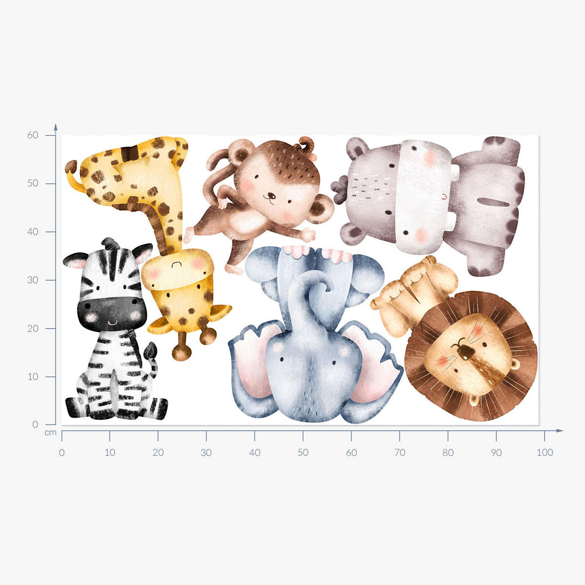 WANDAUFKLEBER 60x99cm - Wildtiersafari - Multicolor, Kunststoff (60/99/0.1cm) - Wallfluent