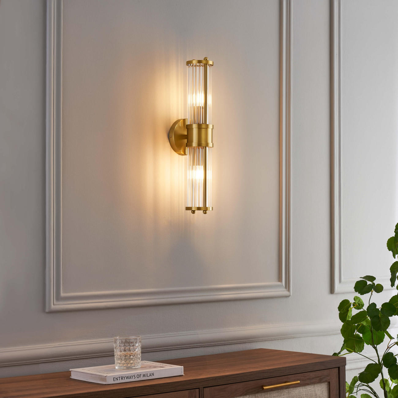 WANDLEUCHTE Medilia, Transparent und goldfarben, 50cm - Transparent, Glas (9/50/13cm) - KOSILUM