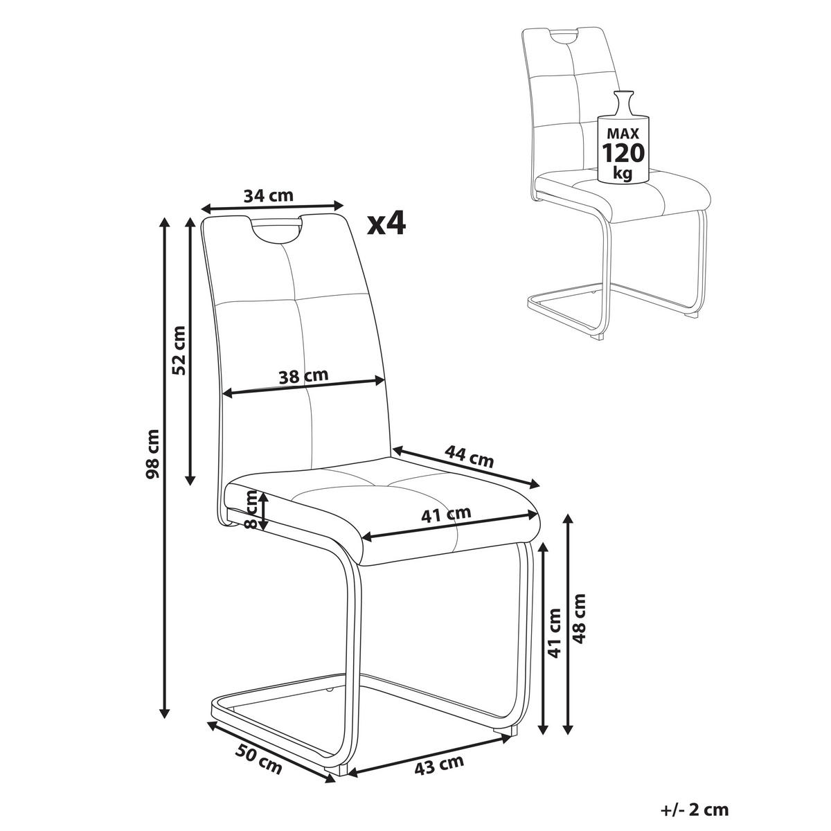 ESSZIMMERSTUHL 4er-Set Hellbeige Cisco - Beige/Schwarz, Textil (43/98/50cm) - Beliani