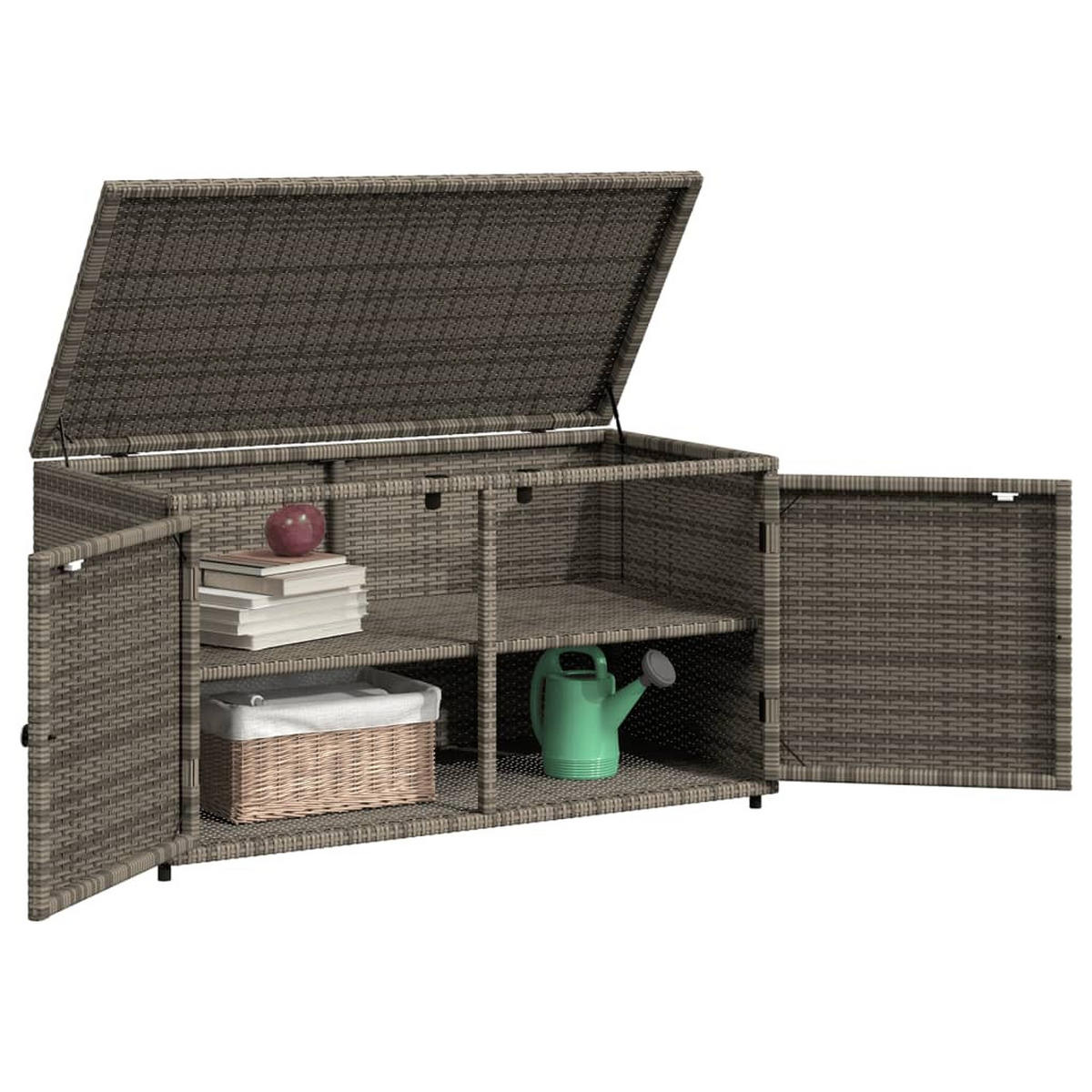 GARTENSCHRANK Grau 110x55x60,5 cm Poly Rattan - Grau, Kunststoff (110/60.5/55cm) - furnicato