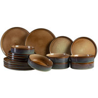 GESCHIRRSET Quintana Amber 18-teilig - Braun, Keramik (2/2/1cm) - Cosy & Trendy