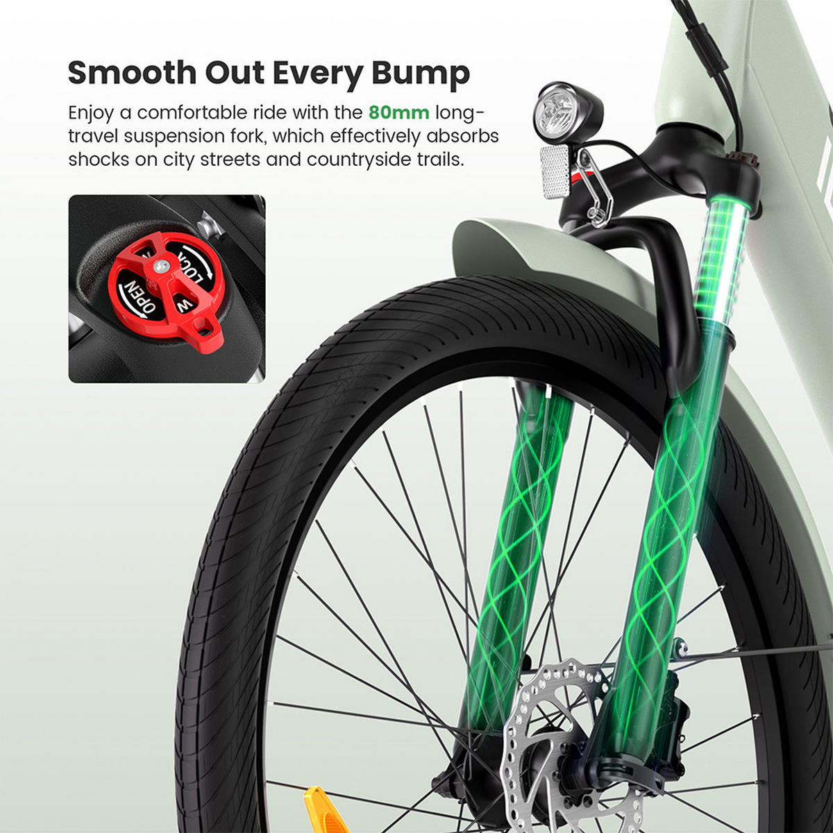 E-BIKE Junglor J1 Pro – Verbesserte Sicherheit und Stabilität - Grün, Metall (85cm)