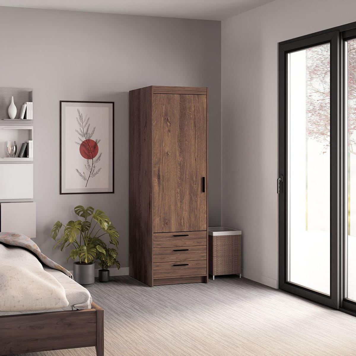 DREHTÜRENSCHRANK ELENORA 59,9/190,5/53cm 1-türig Braun - Braun, Holzwerkstoff (59.9/190.5/53cm) - MASSENO