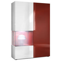 VITRINE Morena Tür und Einsatz in Bordeaux Hochglanz - Bordeaux, Holzwerkstoff (91.5/136.5/37cm) - Vladon