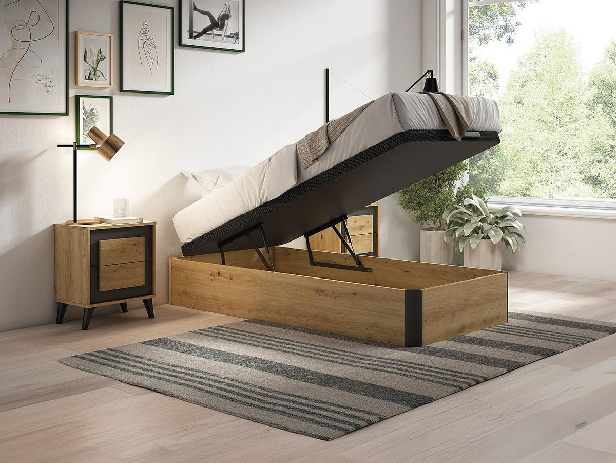 BETTGESTELL mit Bettkasten - 1 Person - holz - naturfarben hell Namosi - Naturfarben, Holz (90/190cm) - Vente-Unique