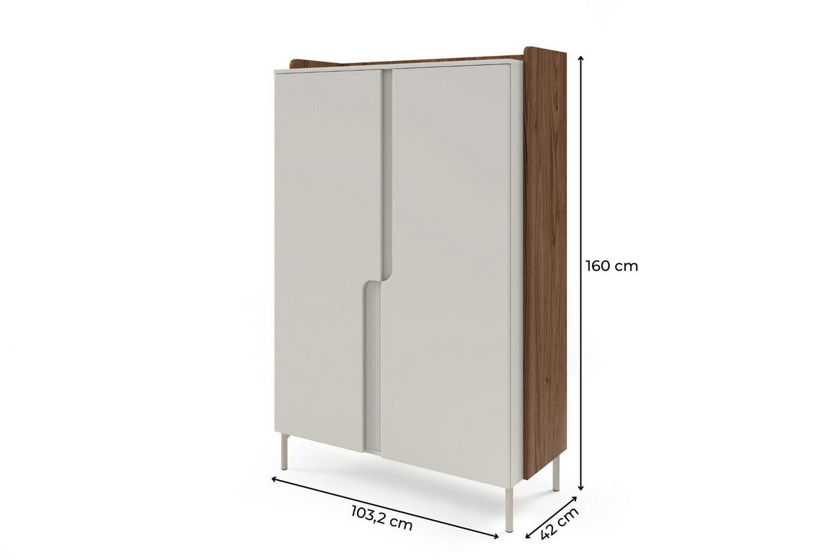 HOCHKOMMODE PAURO 03 103/160/42 cm in Walnuss Alba / Kaschmir - Kaschmir/Walnussfarben, Holzwerkstoff (103/160/42cm) - Deine Möbel 24