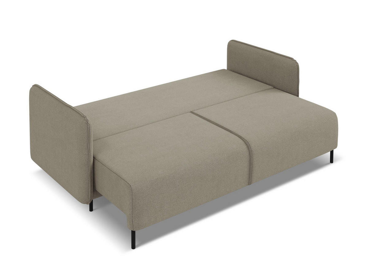 3-SITZER SOFA mit Schlaffunktion Strukturstoff Stoff Beige - Beige/Schwarz, Holz/Textil (226/90/92cm) - Makamii