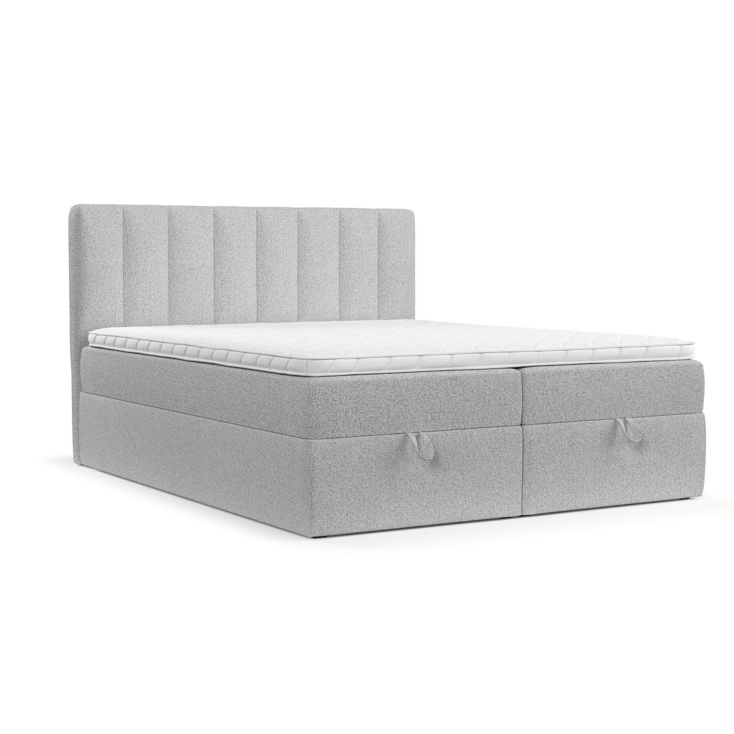 BOXBETT Lusso 140/200 cm Hellgrau im Riva Stoff - Hellgrau/Schwarz, Holz/Holzwerkstoff (140/200cm) - AltaBeds