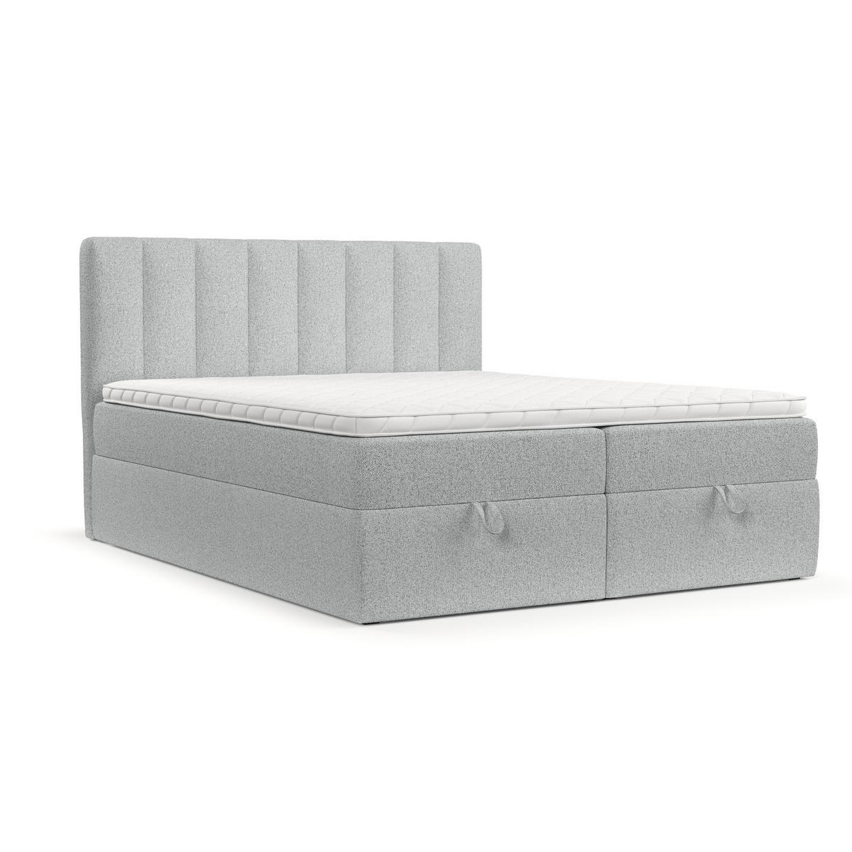 BOXBETT Lusso 140/200 cm Hellgrau im Riva Stoff - Hellgrau/Schwarz, Holz/Holzwerkstoff (140/200cm) - AltaBeds