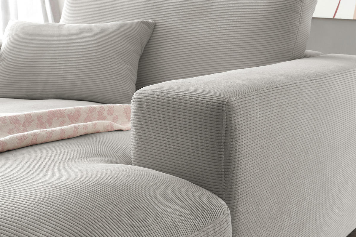 LONGSEAT MADELINE Grau Cord - Schwarz/Grau, Kunststoff/Textil (150/86/170cm) - KAWOLA