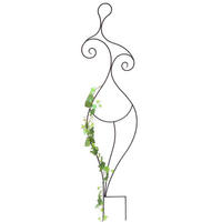 DANDIBO Design Rankhilfe Metall Rankgitter 140 cm Schwarz Frau Lora Kletterhilfe Bodenstecker Blumenhalter Ranksäule - Schwarz, Metall (35/140/1.5cm) - DanDiBo