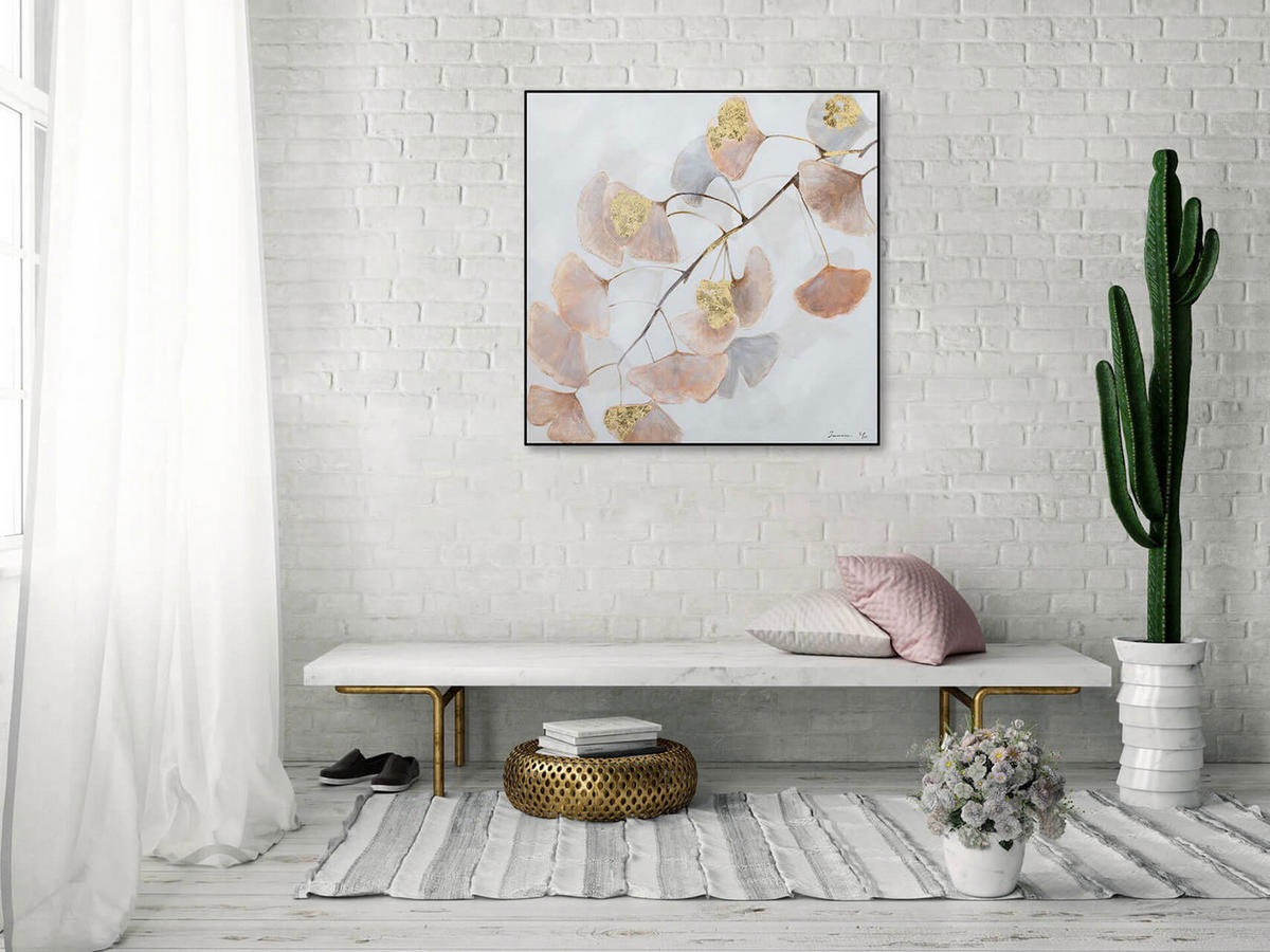 ACRYLBILD HANDGEMALT 80/80 cm - Beige/Braun, Holz/Textil (0.96/80cm) - KUNSTLOFT